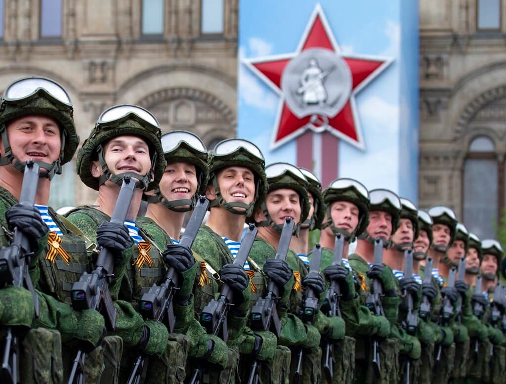 AP Photo/Alexander Zemlianichenko, file Russian troops march during the Victory Day military parade at Red Square in Moscow in 2019.