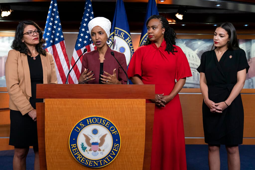 AP/J. Scott Applewhite, file Members of the so-called Squad of liberal Democrats in Congress — from left, Ilhan Omar, Rashida Tlaib, Ayanna Pressley, and Alexandria Ocasio-Cortez.